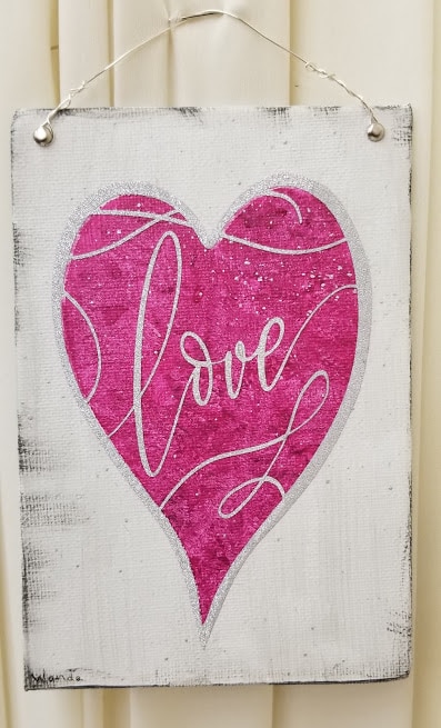 Canvas Plaque - Love Pink Heart CA-29-03